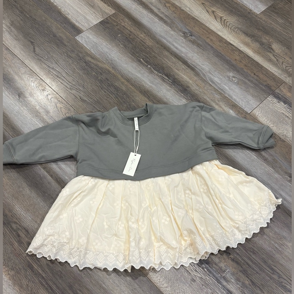 Rylee + Cru Gray and Cream Dress